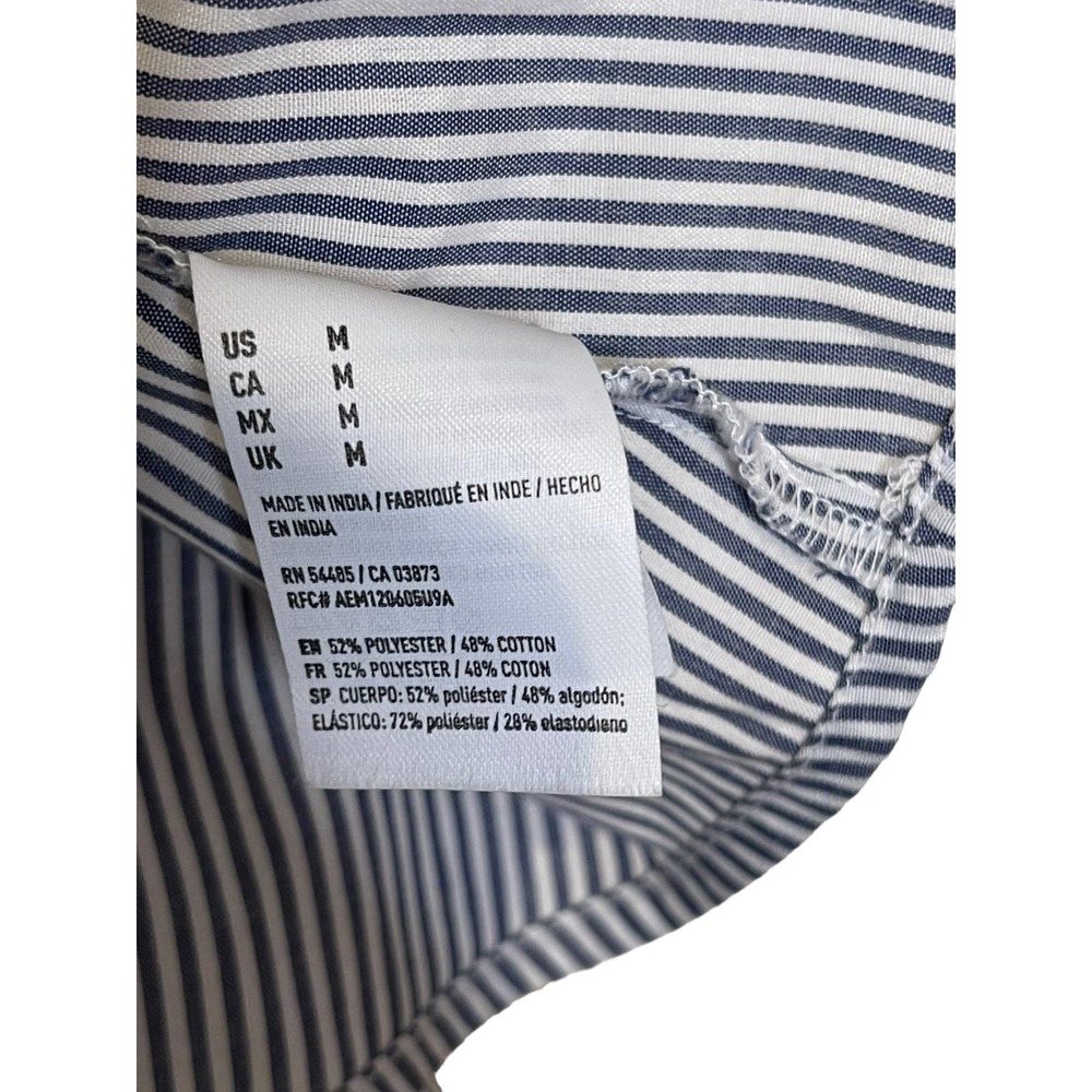 American Eagle Woven Striped Off The shoulder Flowy Top Ties Sleeve Medium Women - Picture 5 of 7